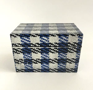 Vintage 1970s - Metal Recipe Box Blue Pattern - Syndicate MFG - 5.25" x 3.5" - Picture 1 of 9