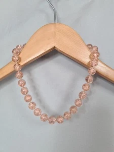 Vintage Pink Champagne Glass Bead Necklace Knoted Bubbles 42cm - Picture 1 of 6