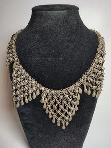 Vtg Antique 925 Sterling Silver Chainmail Necklace Bib Tested 46.7 Grams - Picture 1 of 19