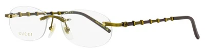 Gucci Bamboo Rimless Eyeglasses GG0857OJ 002 Antique Gold/Brown 52mm - Image 1 of 3