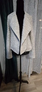 Bagatelle Womens Sweater Jacket Ivory Beige Motorcycle Zipper Knit Size Small - Picture 1 of 13
