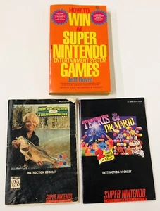 Super Nintendo SNES Instruction Manuals Lot & How To Win Book Tetris & Dr. Mario - Picture 1 of 5