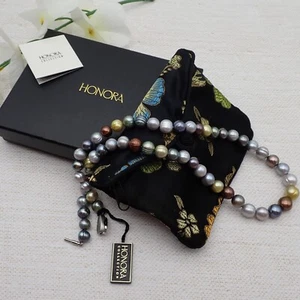 Honora Collection Multicolor Cultured Pearl Graduated Sterling Clasp Necklace - Picture 1 of 5