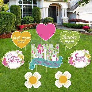 Happy Mothers Day Yard Signs with Stakes Yard Decorations Outdoor Lawn Garden Mo - Picture 1 of 6