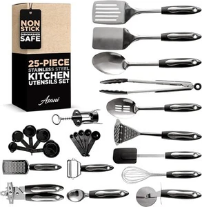 25-Piece Stainless Steel Kitchen Utensil Set Non-Stick Cooking Gadgets Tools - Picture 1 of 2