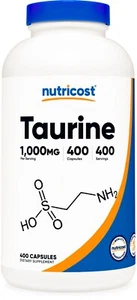 Nutricost Taurine 1000mg, 400 Capsules - Gluten Free & Non-GMO - Picture 1 of 5