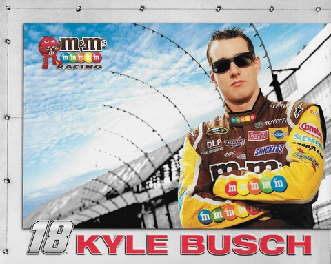 2008 KYLE BUSCH "M&M'S RACING JOE GIBBS" #18 NASCAR SPRINT CUP POSTCARD Cover