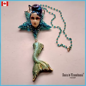 Fine Jewelry Necklace Luxury Jewellery Art Deco Siren Fish Tail Mermaid Starfish - Picture 1 of 24