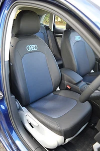 AUDI A3 Tailored Custom made Car Seat Covers - Black & Laser Blue with logos - Picture 1 of 12