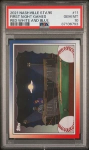 First Night Games 2021 Topps Nashville Stars Red White & Blue PSA 10 15/35 POP 1 - Picture 1 of 2