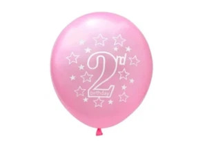 12 Pack Premium 2nd Birthday Party Balloons PINK Girl Number Two Toddler - Picture 1 of 1