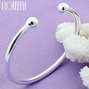 Brazalete de cuentas lisas lisas suaves de plata esterlina 925 DOTEFFIL joyería de fiesta - Imagen 1 de 6