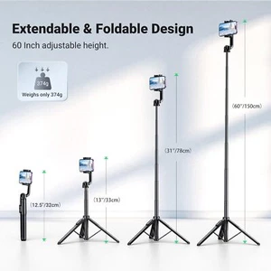 Aluminum Phone Tripod Stand Remote for 4" - 6.8" Devices iPhone Gopro Samsung - Picture 1 of 6