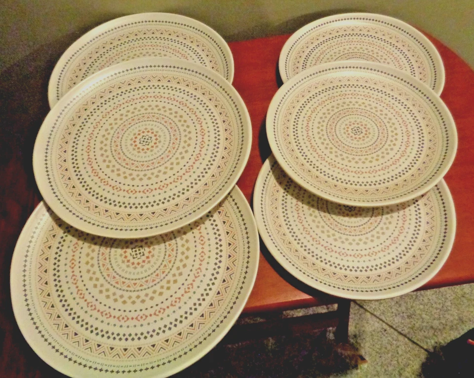 Set of 6 Melamine Mandala Member’s Mark 3 Dinner Plates 10” & 3 Salad Plates 8” - Image 1 of 4