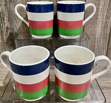 KATE SPADE NY LENOX STRIPED Coffee Mugs 4 Four All In Good Taste Green Blue Pink