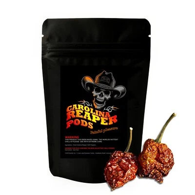 100% Carolina Reaper Dried Pods - 10g WORLDS HOTTEST CHILLI PODS - Image 1 of 4