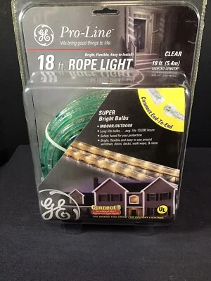 GE Pro Line 18 ft Cuerda Luz Transparente Super Brillantes Bombillas 216 Luces Interior Exterior Foto 1 de 4