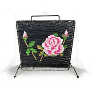 1950s Magazine Rack Hollow Tube Rose Pattern - Picture 1 of 7