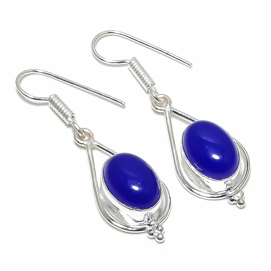 Orecchino gioiello in argento sterling 925 fatto a mano con pietra preziosa o... - Immagine 1 di 1