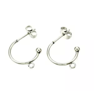 10 Stainless Steel 1/2 19mm Hoop with Loop Earwires Earring Wires Bead Findings - Picture 1 of 3