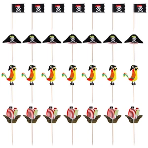 80PCS Oktoberfest Cake Insert Card Pirate Party Decorations Baby Shower Cupcake - Picture 1 of 10