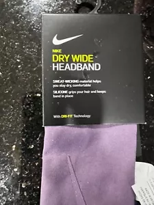 NIKE DRY WIDE HEADBAND Purple Logo Stretch Unisex One Size New NWT - Picture 1 of 6
