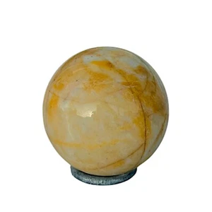 Gelbe Marmorkugel mit Kugelauflage Tischskulptur Home Decor Kunst Ø 8 cm - Bild 1 von 3