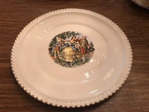 VINTAGE PLATTER THE HARKER POTTERY CO 22 KT GOLD TRIM COLONIAL - HIPSTER USA 10" - Picture 1 of 1