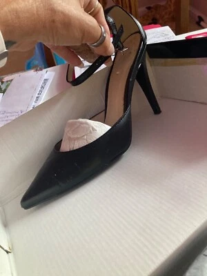 womens heels 8.5 Colin Stuart stilettos 4” heel all black leather worn oncer - Image 1 of 4