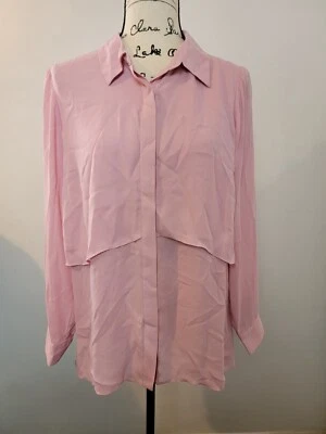 Blusa Joan Rivers Mujer Botón Frontal Capas Rubor Rosa Mediana  Foto 1 de 4