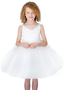 Lace Tulle Wedding Dress Flower Girls Dress Princess Bridesmaid Dress, Size 9 - Picture 1 of 7