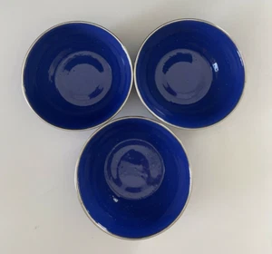 Lot of 3 Blue w/White Speckles 6" Enamel Camping/Picnic Cereal Bowls - Picture 1 of 3