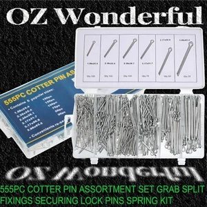 555pc Cotter Pin Assortment Set Grab Split Fixings Securing Lock Pins Spring Kit - Picture 1 of 6