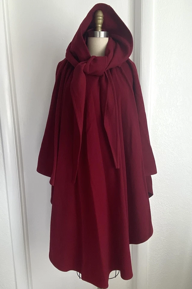 Винтажный Molina Jimmy Hourihan с капюшоном плащ пальто шерсти кашемир OS темно-бордовый Ирландии - Изображение 1 из 4