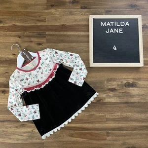 NWT Matilda Jane Just Imagine Christmas Velvet Floral Lucie Top Black Cream 4 - Picture 1 of 8