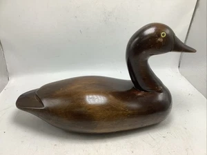 Vintage Wooden Duck Hand Carved Solid Wood Handmade Brown 14" L Cabin Décor - Picture 1 of 12