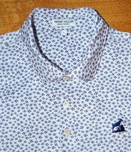 Peter Millar Summer Comfort L all over tropical fish print golf logo shirt w1j8 - Picture 1 of 8