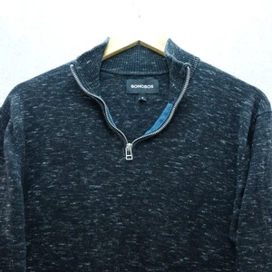 Bonobos Mens M Heathered Gray Half Zip Mock Neck Long Sleeve Pullover Sweater - Picture 1 of 7