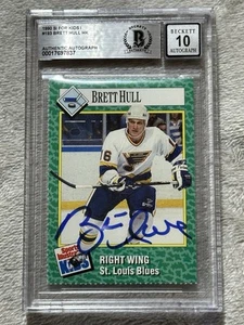 Brett Hull Signed 1990 SI Sports Illustrated For Kids Card Beckett Auto 10 - Picture 1 of 1