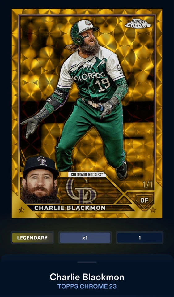 TARJETA DIGITAL CHARLIE BLACKMON - 2023 Topps Cromo Legendario 1/1 - Topps Bunt Foto 1 de 1
