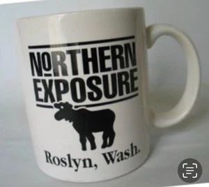 Vtg Northern Exposure Coffee Mug Moose KBHR Radio Cicely / Roslyn Alaska 1990s - Picture 1 of 1