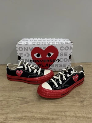 Converse x COMME des GARCONS PLAY Chuck 70 CDG basse nere rosse A01795C donna 3 UK - Immagine 1 di 4