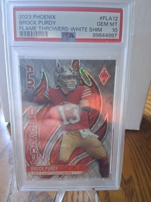 Brock Purdy PSA 10 2023 Phoenix - Flame Throwers #FLA-12 White Shimmer 49ers - Image 1 of 3