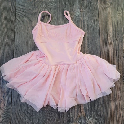 BLOCH Pink Ballet Dance Outfit Leotard Butterflies Diamond Back Bow Size 4-6 - Image 1 of 4