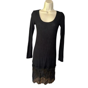BCBGMaxAzria schwarzes Langarmkleid | Spitzensaum figurbetont | XXS - Bild 1 von 5