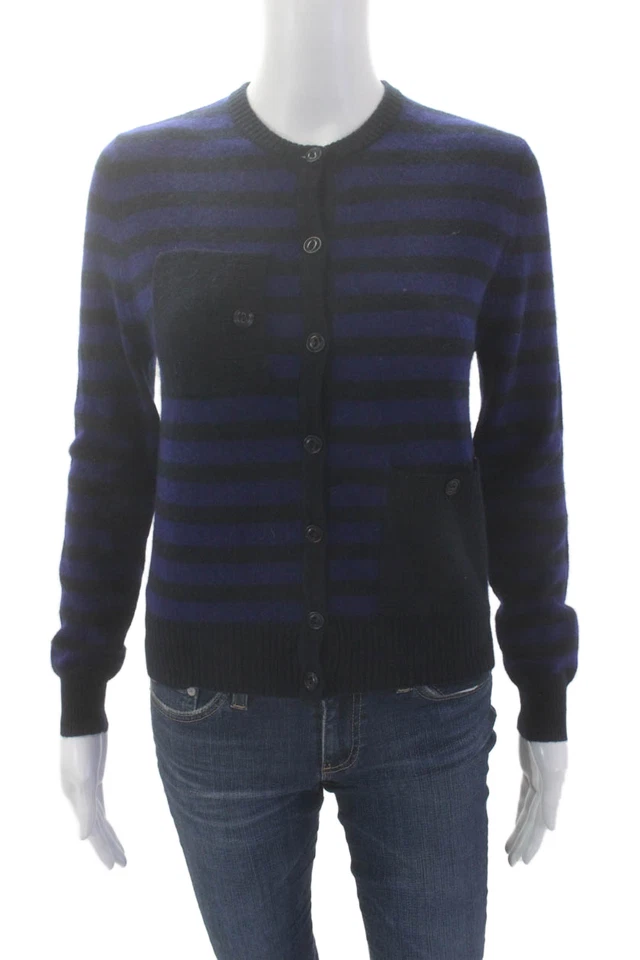 Band Of Outsiders Women's Round Neck Long Sleeves Cardigan Striped Size 0 - Image 1 of 4