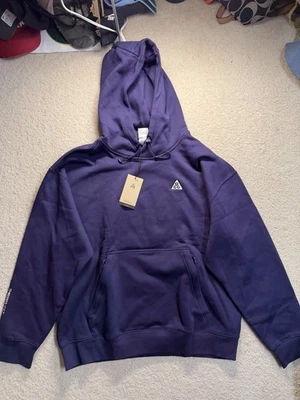 Nike ACG Therma-FIT Fleece Pullover Hoodie Sweatshirt Purple Sz L DZ3392-555 New - Image 1 of 4