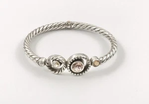 Brighton Halo Pink Amber Clear Crystals Silver Hinged Bangle Bracelet. #1104 - Picture 1 of 6