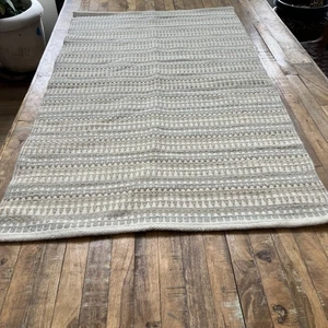 Crate & Barrel Hyannis Rug 30"x50" Handwoven Gray Tones Wool Blend - Picture 1 of 5