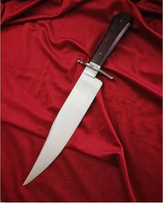 Cuchillo Bowie de hoja fija hecho a mano personalizado espiga completa caza supervivencia vaina Foto 1 de 3